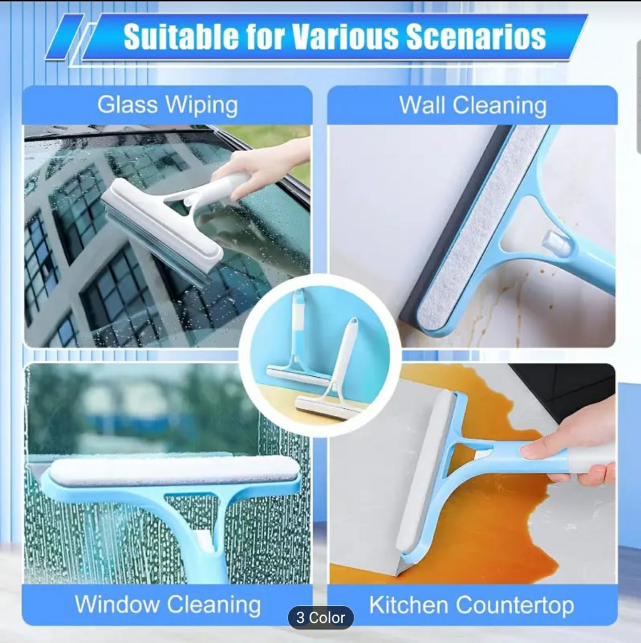 3-in-1 Multifunctional Handheld Window Cleaner with Sprayer, Glass, Mirror, Tile, and Car Windshield Cleaning Tool -