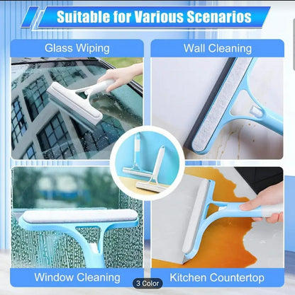 3-in-1 Multifunctional Handheld Window Cleaner with Sprayer,   Glass, Mirror, Tile, and Car Windshield Cleaning Tool -
