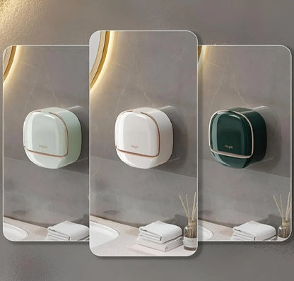 Wall Mounted Soap Holder with Lid and Tray (Comes with Free Self Adhesive Wall Hook